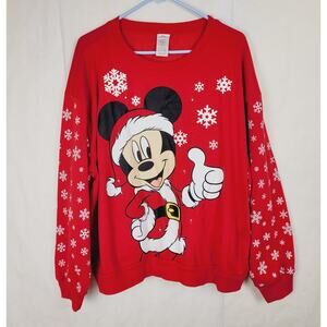 Disney Mickey Mouse red light up Santa sweatshirt Size 3XL Holiday Party Fangear